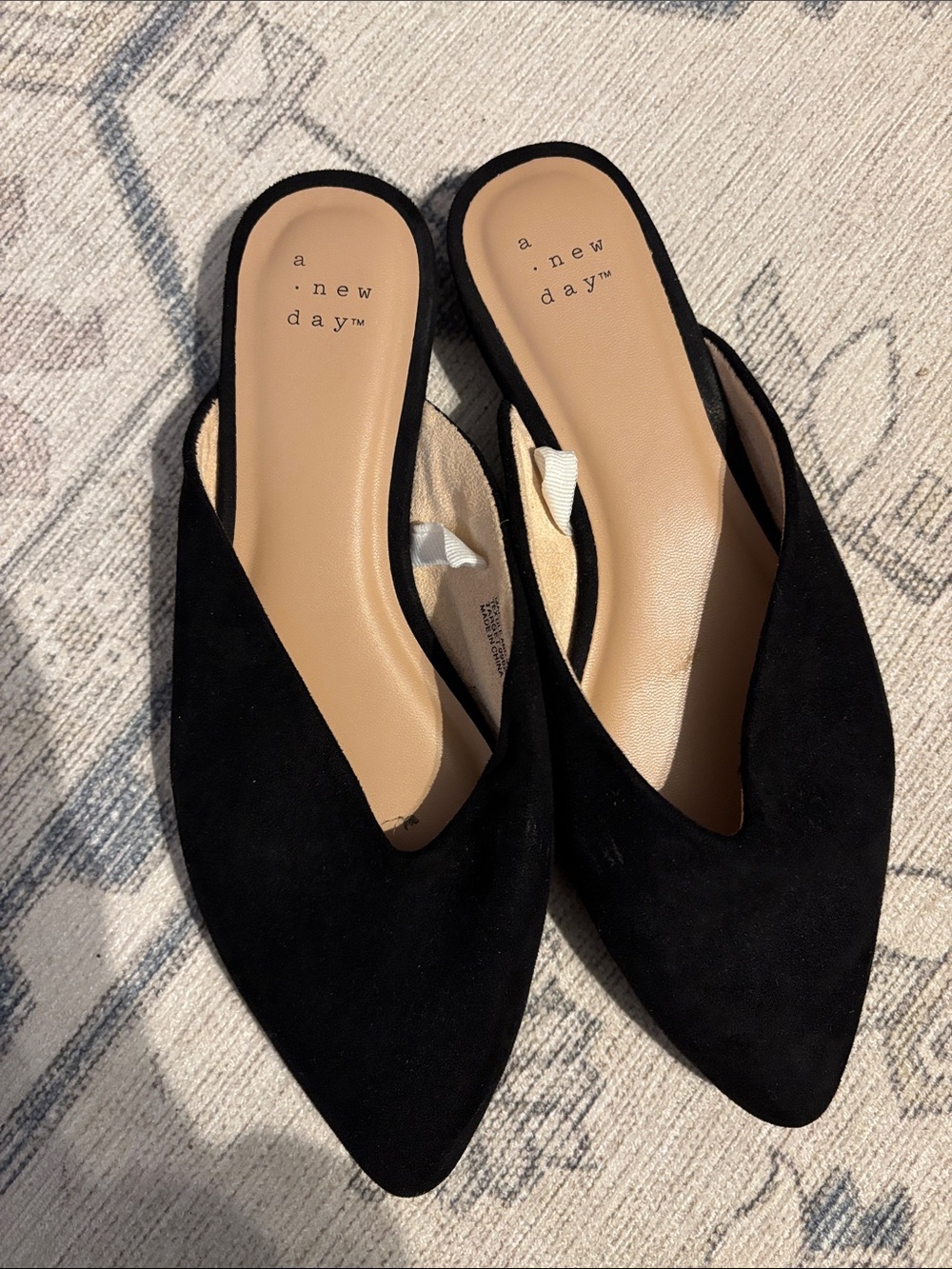 a new day Black Pointed Toe Slip-On Mules